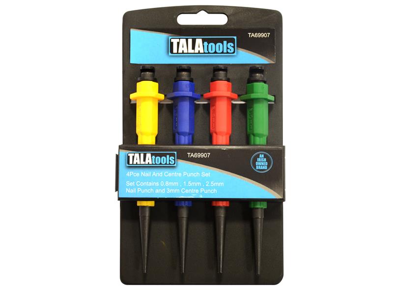 TALAtools Nail & Centre Punch Set, 4 Piece