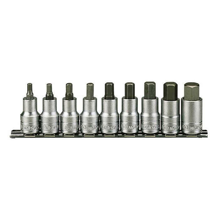 Teng 1/2in Drive M1212 Hex Socket Clip Rail Set, 9 Piece