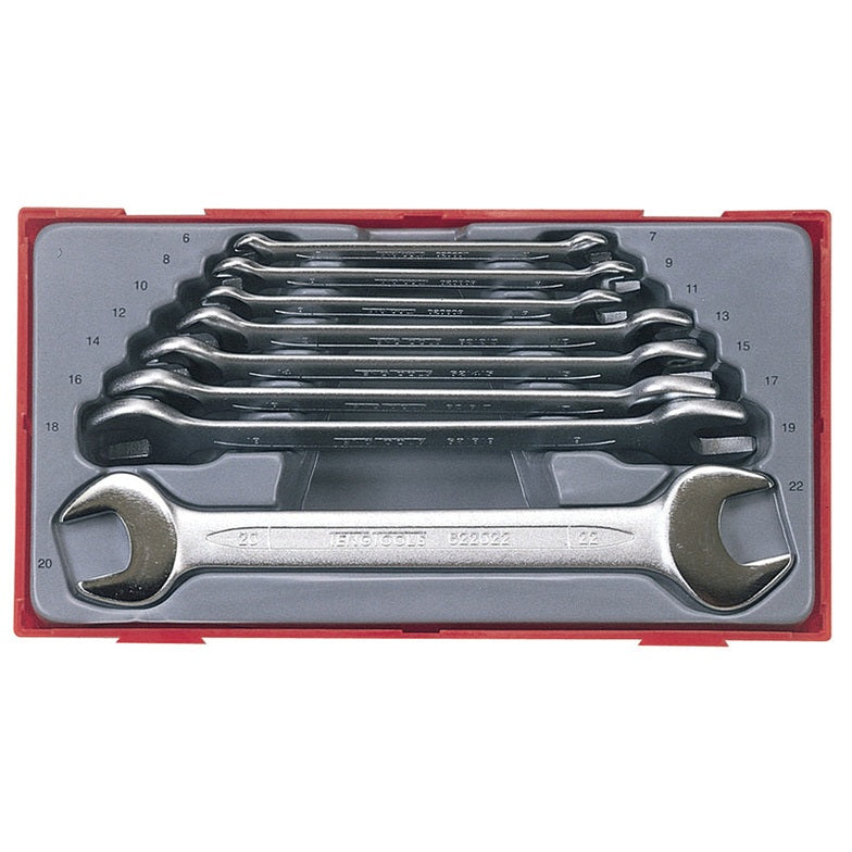 Teng TT6208 Metric Open End Spanner Set, 8 Piece