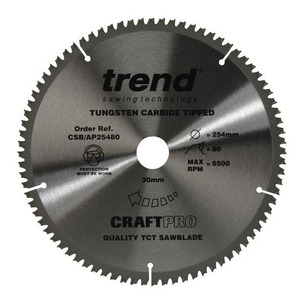Trend CSB/AP25480 Craft Pro Saw Blade for Aluminium & Plastic 254 x 30mm x 80T