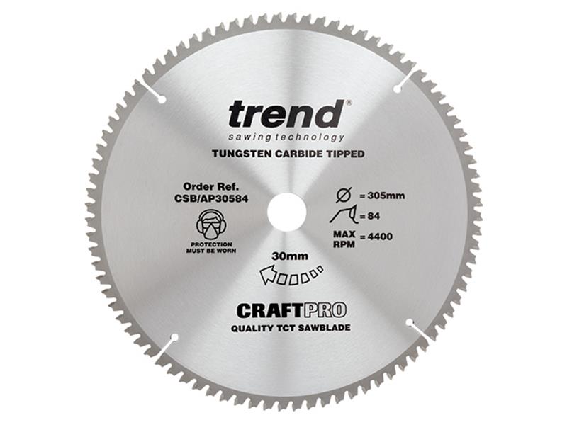 Trend CSB/AP30584 Craft Pro Saw Blade for Aluminium & Plastic 305 x 30mm x 84T