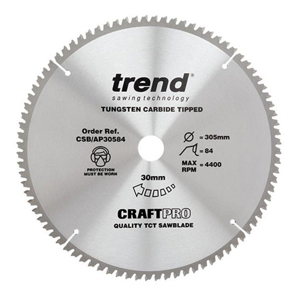 Trend CSB/AP30584 Craft Pro Saw Blade for Aluminium & Plastic 305 x 30mm x 84T