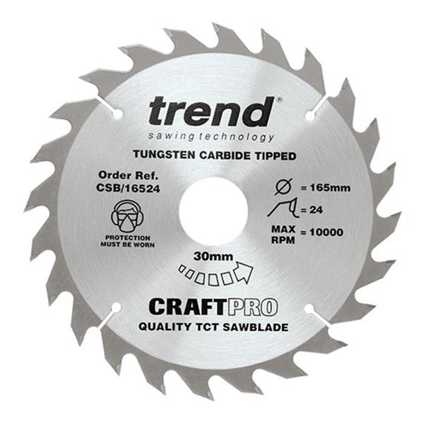 Trend CSB/16524 CraftPro Circular Saw Blade 165 x 30mm x 24T