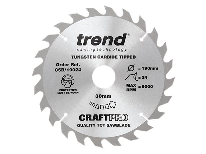 Trend CSB/19024 CraftPro Circular Saw Blade 190 x 30mm x 24T