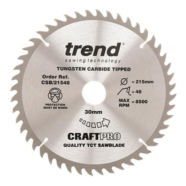 Trend CSB/21548 CraftPro Saw Blade 215 x 30mm x 48T - Watson Hire