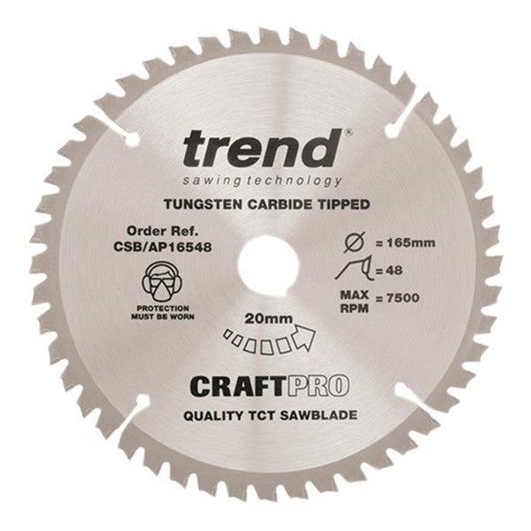 Trend CSB/AP16548 Craft Pro Saw Blade for Aluminium & Plastic 165 x 20mm x 48T