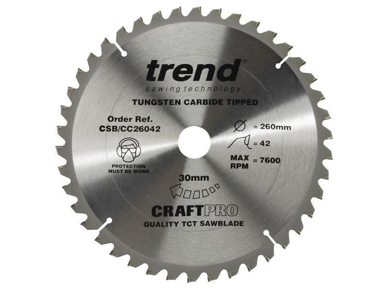 Trend CSB/CC26042 CraftPro Mitre Saw Blade 260 x 30mm x 42T