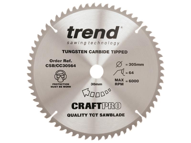 Trend CSB/CC30564 CraftPro Mitre Saw Blade 305 x 30mm x 64T