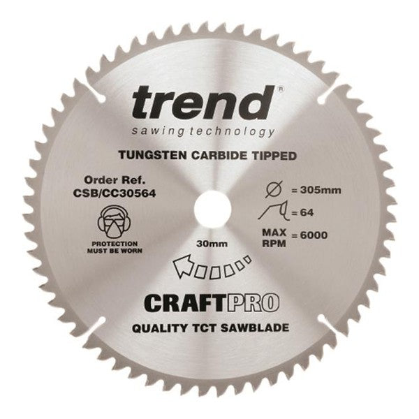 Trend CSB/CC30564 CraftPro Mitre Saw Blade 305 x 30mm x 64T