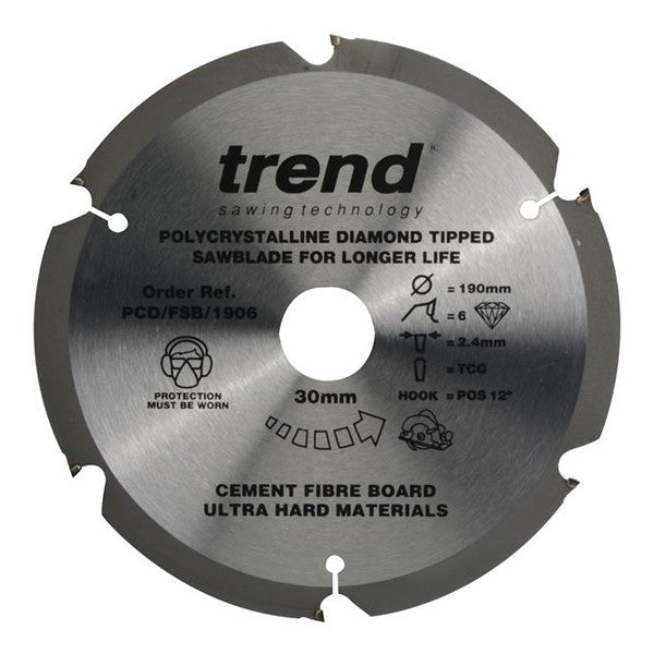 Trend PCD/FSB/1906 Fibreboard Saw Blade 190 x 30mm x 6T