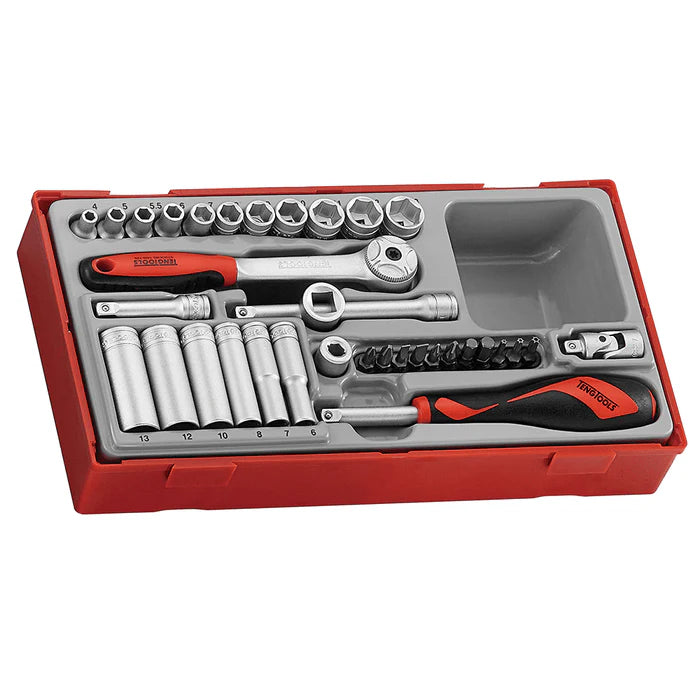 TENG TOOL Socket Set 1/4 inch Drive 35 Pieces