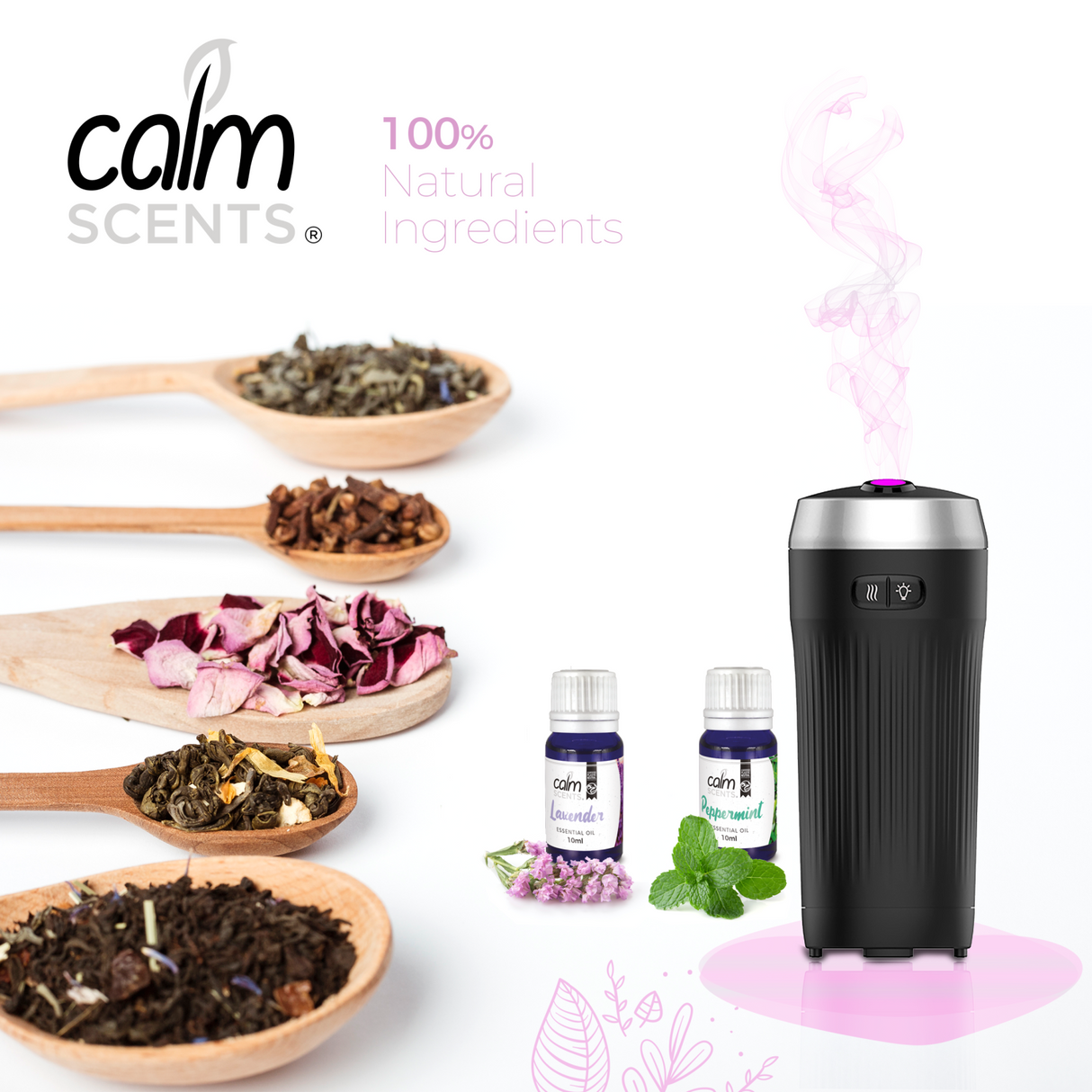 AIR FRESHENERS ULTRASONIC DIFFUSER WITH 2 OILS PEPPERMINT/LAVENDER