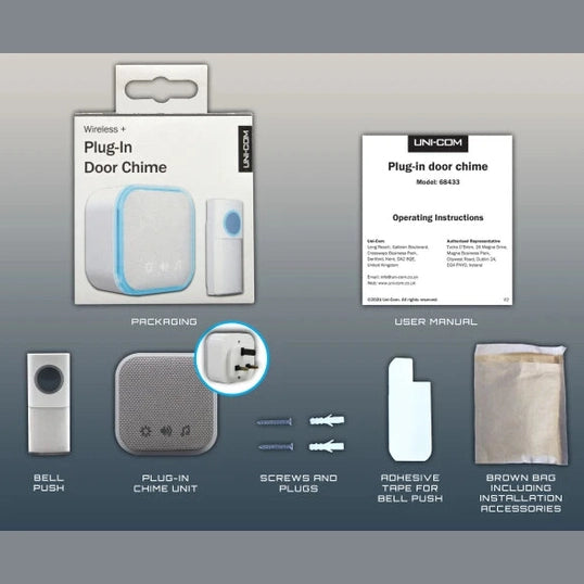UNI-COM PLUG-IN DOOR CHIME WHITE