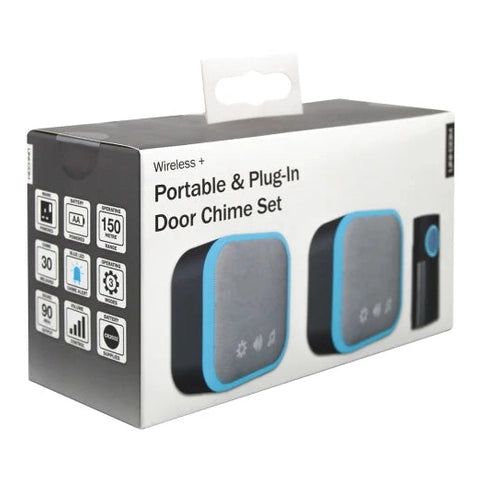 UNI-COM PORTABLE & PLUG-IN DOOR CHIME SET BLACK