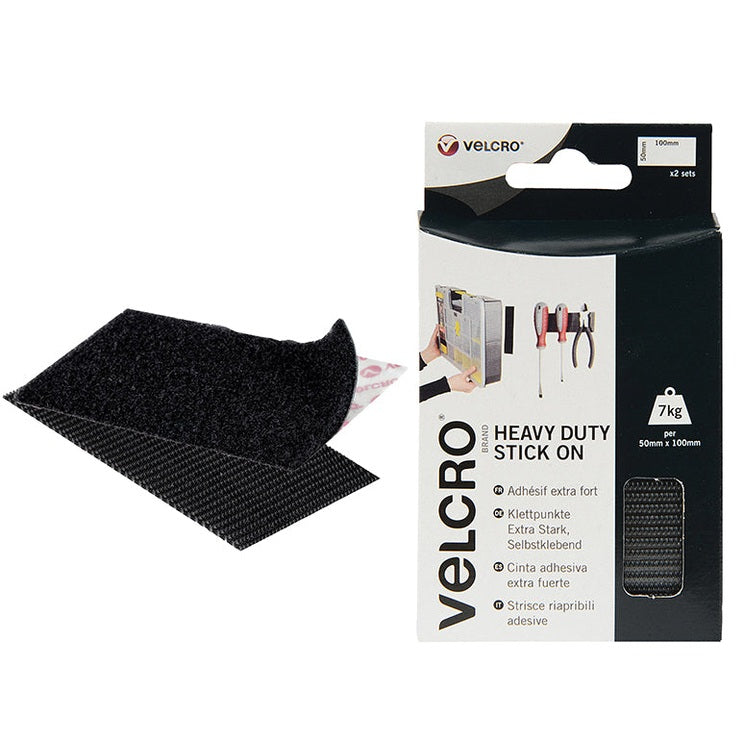 VELCRO® Brand VELCRO® Brand Heavy-Duty Stick On Strips (2) 50 x 100mm Black