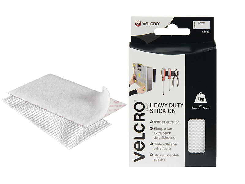 Heavy-Duty VELCRO® Stick On Strips 2pk 50x100mm – Watson Hire
