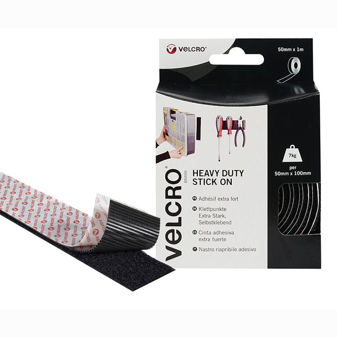 VELCRO® Brand VELCRO® Brand Heavy-Duty Stick On Tape 50mm x 1m Black