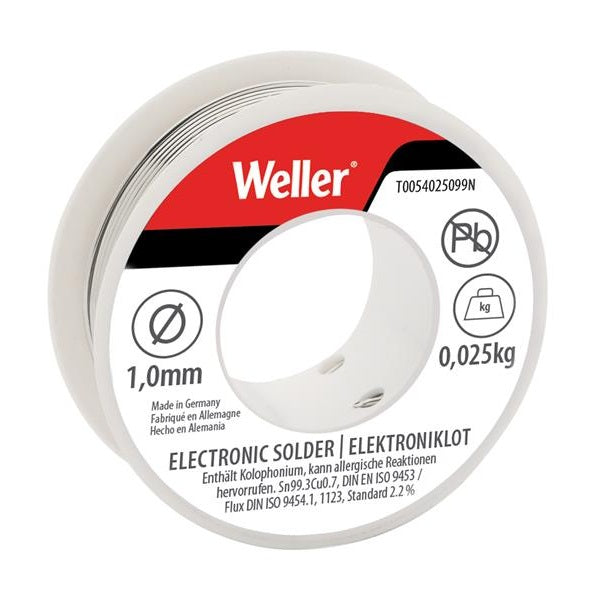Weller Electronic Lead-Free Solder Sn99 Cu3, 1mm 25g