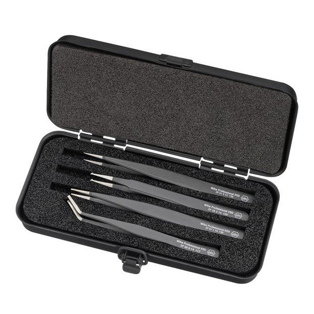 Wiha Professional ESD SMD Tweezer Set, 4 Piece