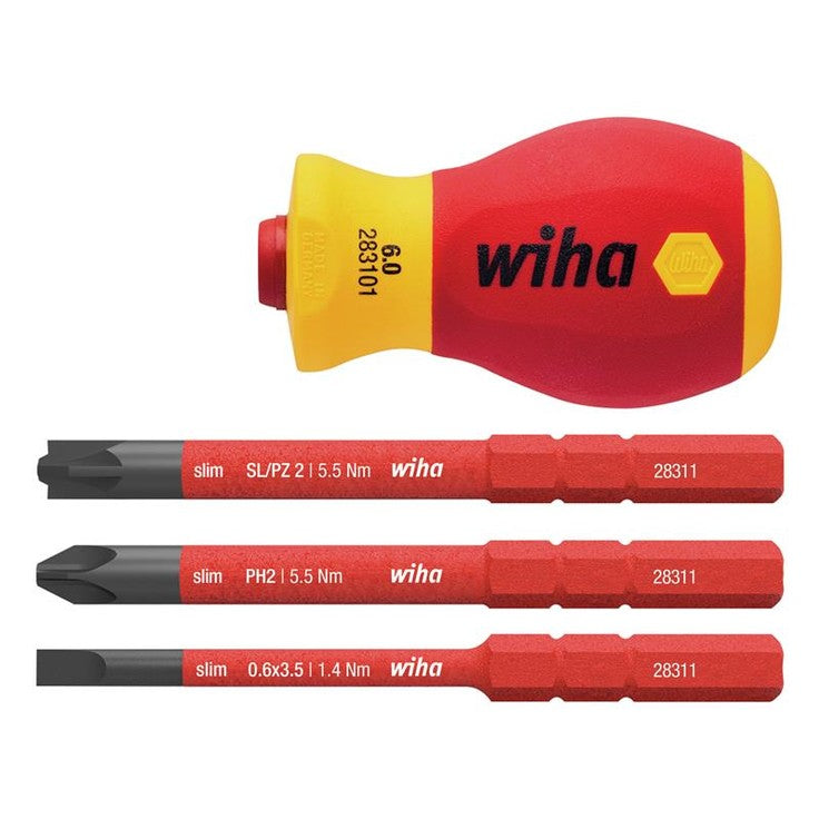 Wiha SoftFinish® electric slimVario Stubby Screwdriver Set, 4 Piece