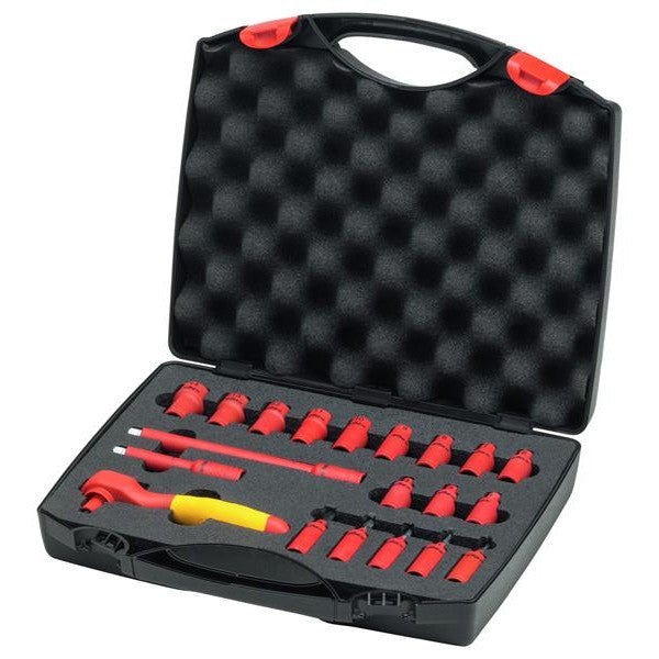 Wiha Insulated 1/4in Ratchet Wrench Set, 21 Piece (inc. Case)