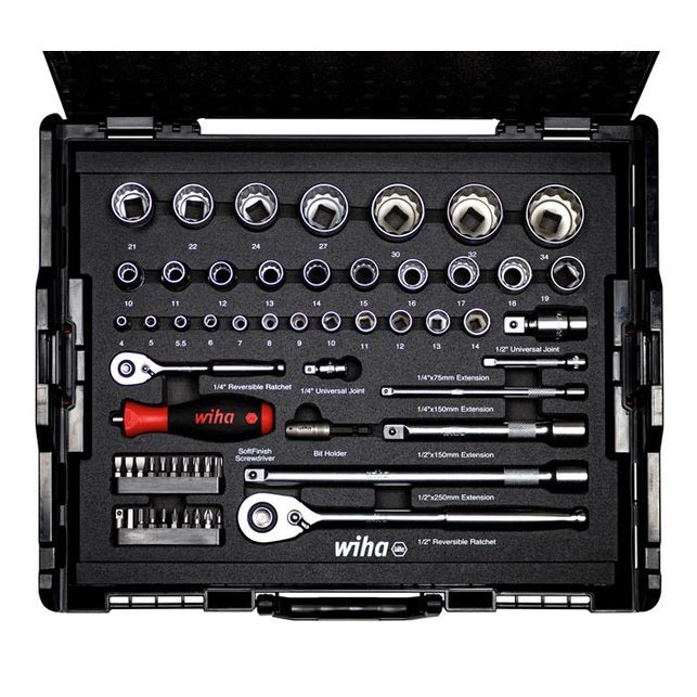 Wiha 1/4in & 1/2in Nut Driver & Bit Set, 60 Piece (inc. Case) - Watson Hire