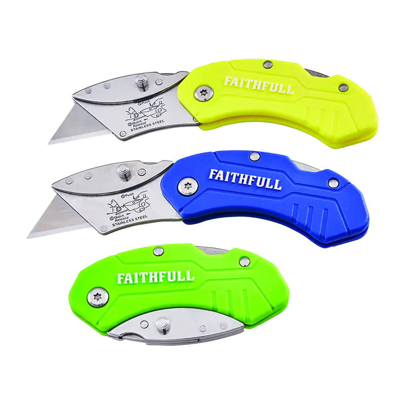 FAITHFULL HI-VIS FOLDING UTILITY KNIFE