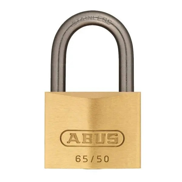 ABUS Mechanical 65IB/50mm Brass Padlock Stainless Steel Shackle Carded