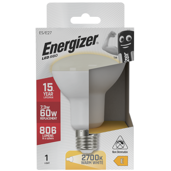 ENERGIZER LED 11W (60W) 810 LUMEN R80 REFLECTOR LAMP WARM WHITE