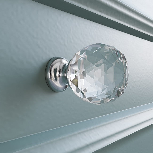 HEADBOURNE CRYSTAL KNOB W/CHROME BASE 30MM