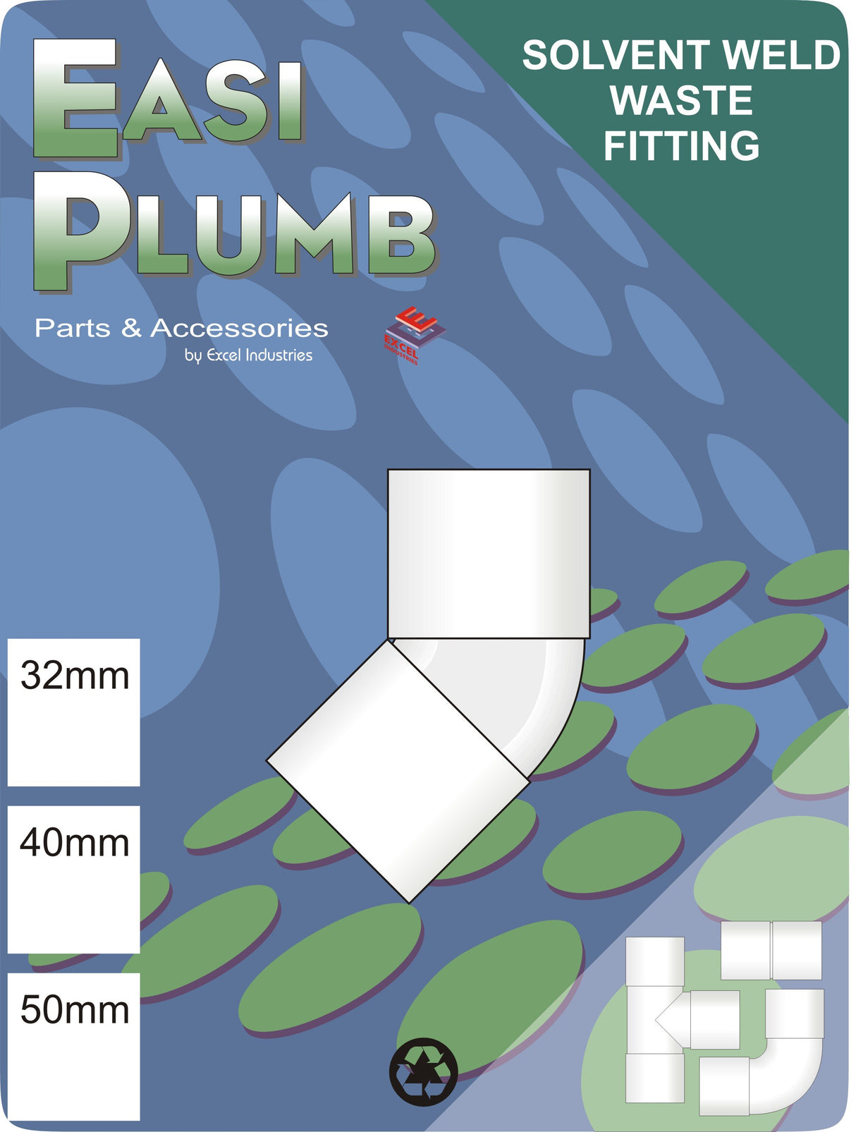 Easy Plumb 32mm White Waste 45 Deg. Bend