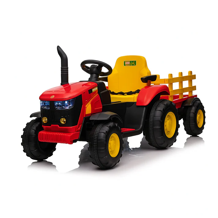 KIDS RIDE ON 12V ELECTRIC TRACTOR & TRAILER BLUE