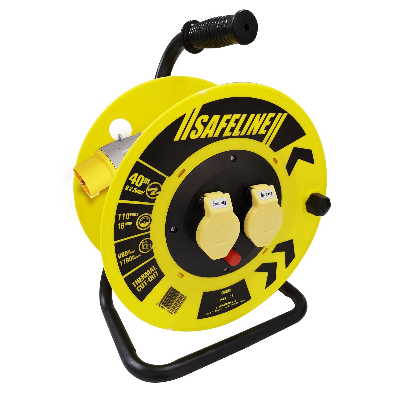 SAFELINE 40MT X 110V X 16A 2.5 SQ YELLOW CABLE REEL