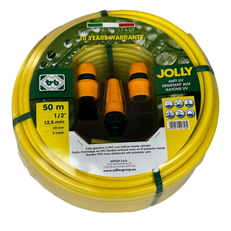 JOLLY 1/2" 50M GARDEN HOSE WITH NOZZLE KIT