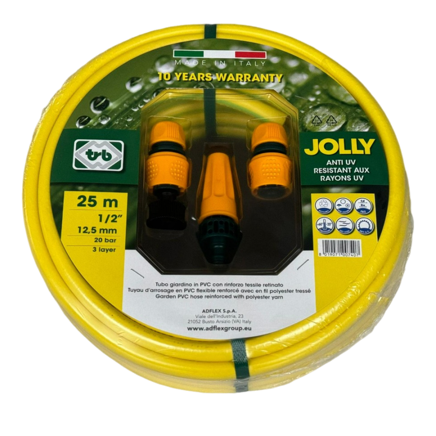 JOLLY 1/2" 25M GARDEN HOSE WITH NOZZLE KIT
