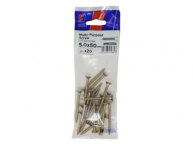 FORGEPACK MULTI PURPOSE SCREW ZYP 5.0X50MM PK 20