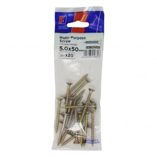 FORGEPACK MULTI PURPOSE SCREW ZYP 5.0X50MM PK 20