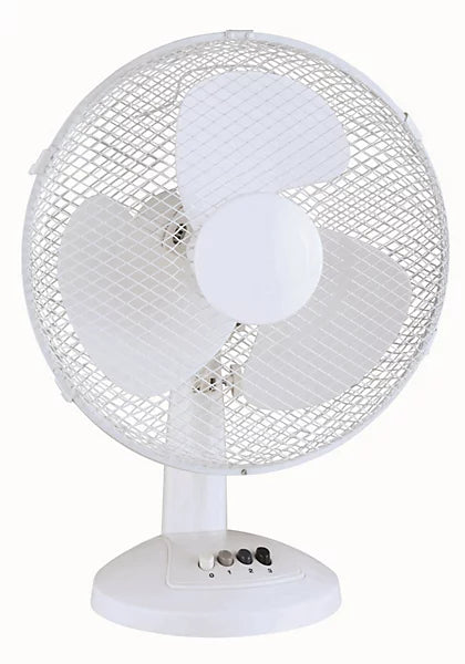12" OSCILLATING WHITE DESK FAN