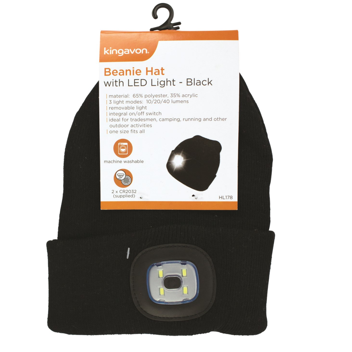 BB-HL178 BEANIE HAT WITH LED LIGHT BLACK