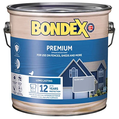 BONDEX PREMIUM OPAQUE WOOD PAINT 2.5L SILVER GREY