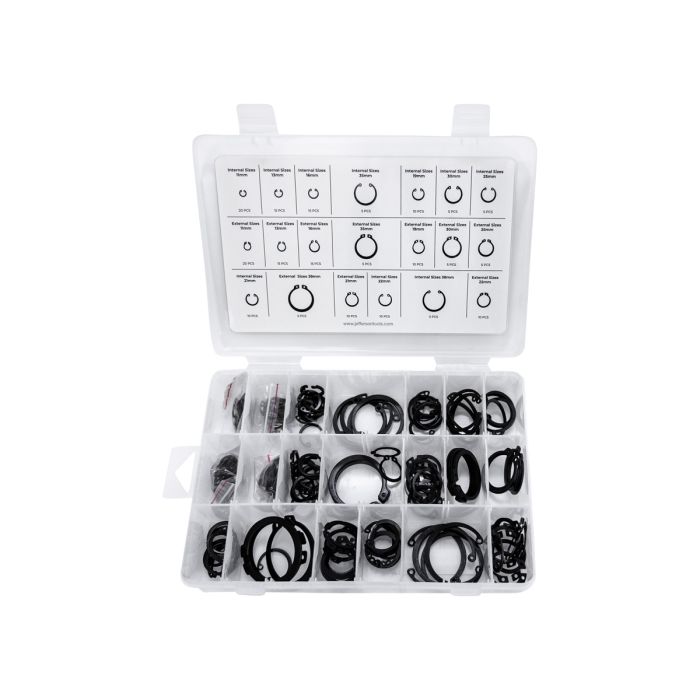 JEFFERSON 200PC INTERNAL/EXTERNAL CIRCLIP ASSORTMENT - METRIC