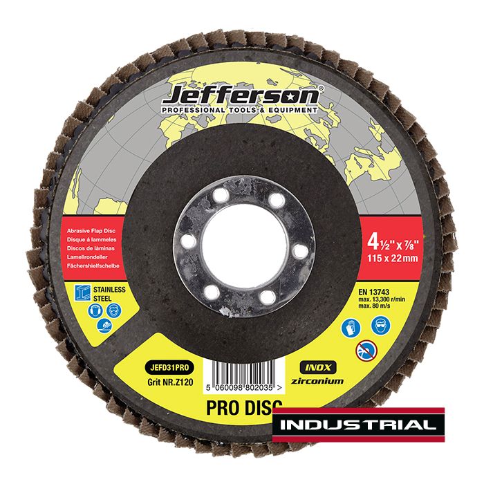 JEFFERSON 4.5" FLAP DISK 120 GRIT - Watson Hire
