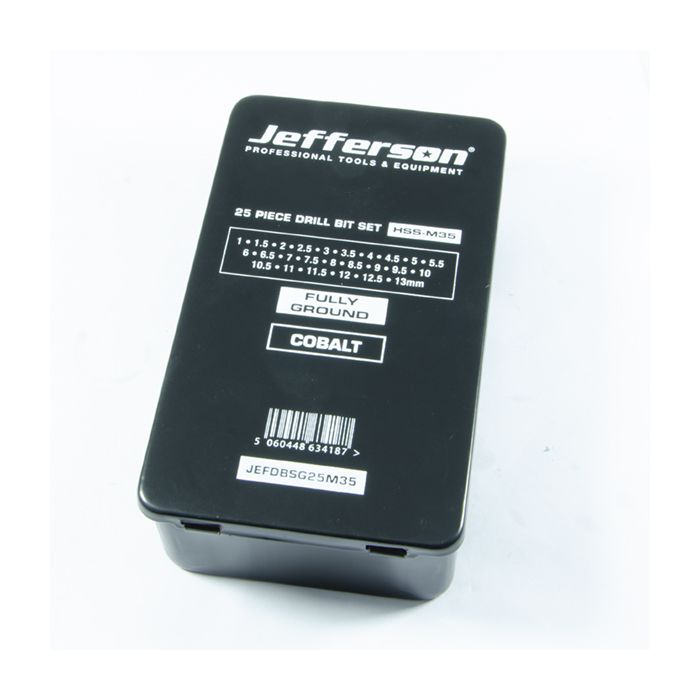 JEFFERSON 25PC M2 HSS COBALT DRILL BIT SET