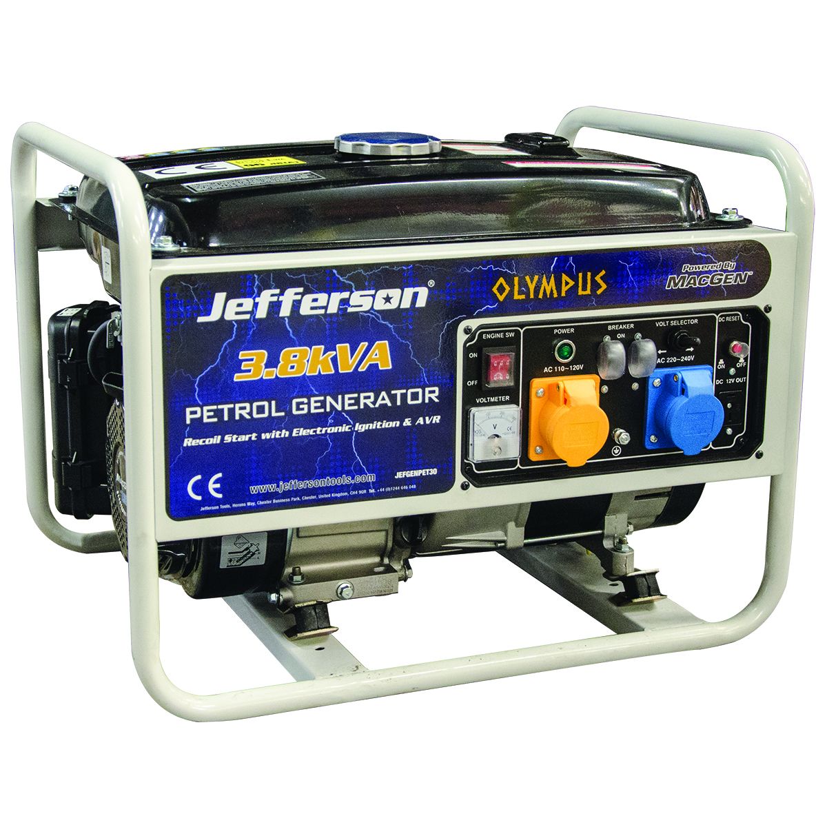 JEFFERSON 3.8KVA PETROL GENERATOR - RECOIL START