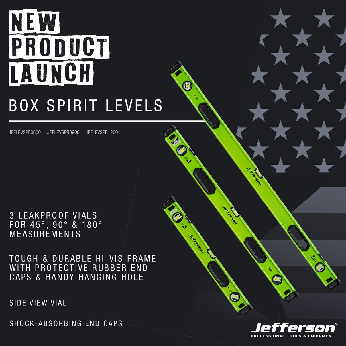 JEFFERSON 600MM BOX SPIRIT LEVEL