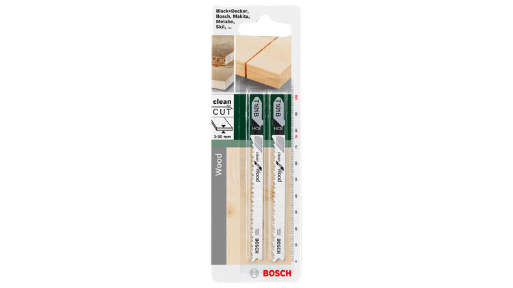 BOSCH T101B CLEAN FOR WOOD JIGSAW BLADE 2PK