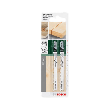 BOSCH T101B CLEAN FOR WOOD JIGSAW BLADE 2PK