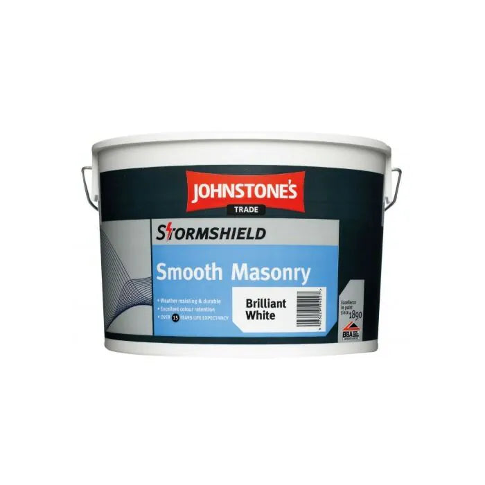 3 x JOHNSTONES STORMSHIELD SMOOTH MASONRY WHITE 10L