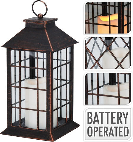 28CM COPPER LANTERN LED