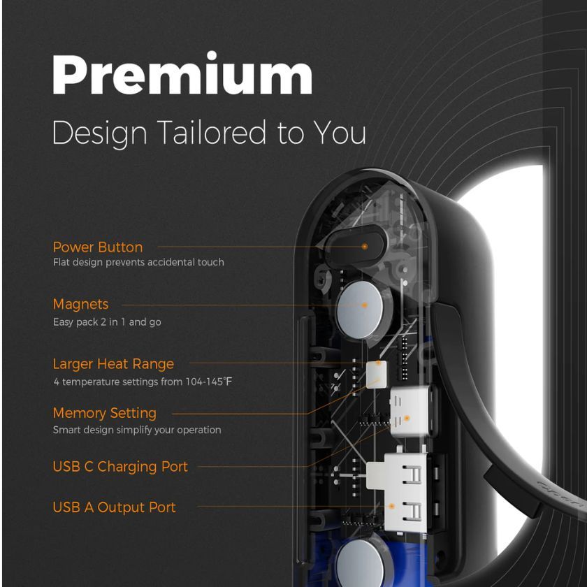 OCOOPA UT2S-BK RECHARGEABLE HAND WARMERS